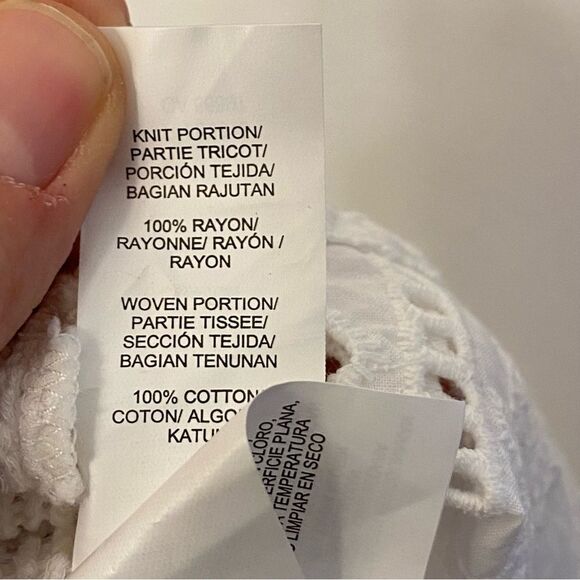 Lucky Brand boho white top blouse Crochet Eyelet embroidered open knit lace S - Picture 8 of 9